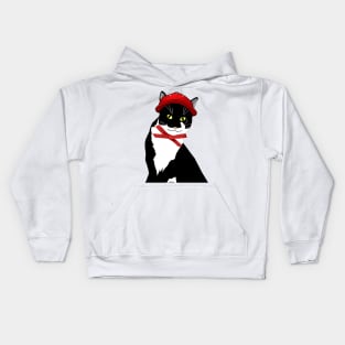 Cute Tuxedo Cat in a Cap  Copyright TeAnne Kids Hoodie